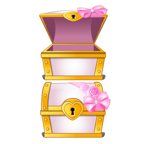 Graceful pink treasure chest decorated with flower vector image