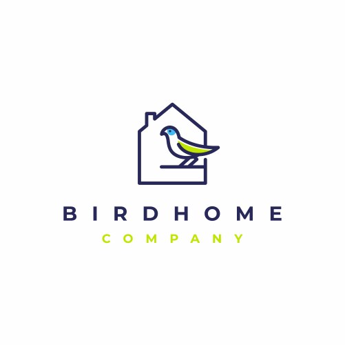 Bird house minimalist line art logo design vector image