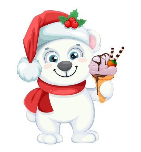 Cute polar bear cartoon character vector image