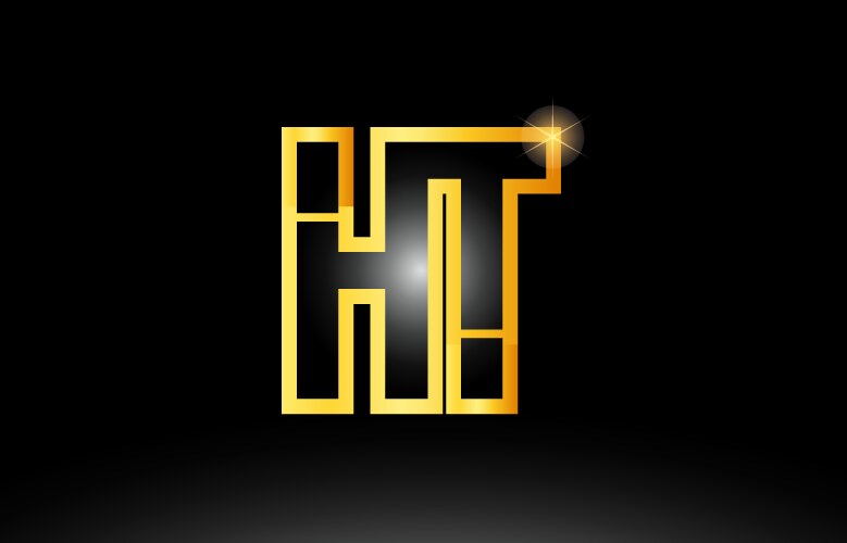 Gold black alphabet letter ht h t logo vector image