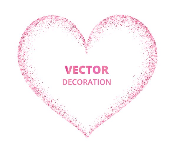 pink glitter heart frame border dust vector image