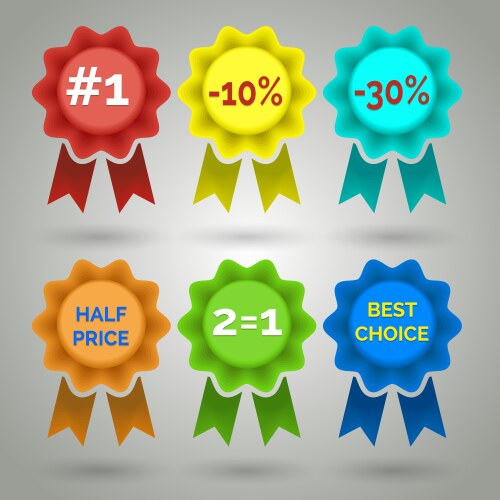 award badge with ribbon icons vector image