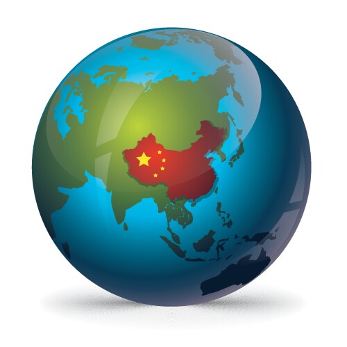 China on globe vector image