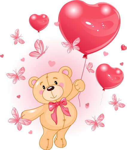 Valentines teddy vector image