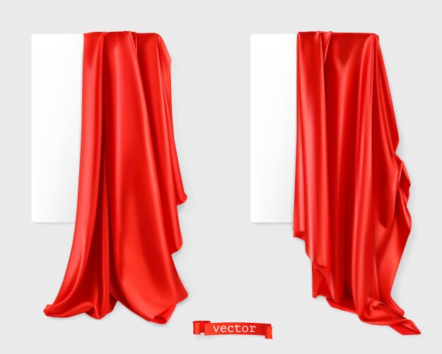 Red curtain image drapery fabric 3d realistic vector image