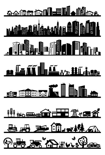 houses and city icons vector image