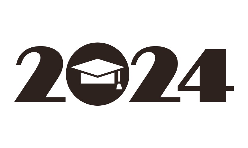 2024 - graduation class of cap vector image