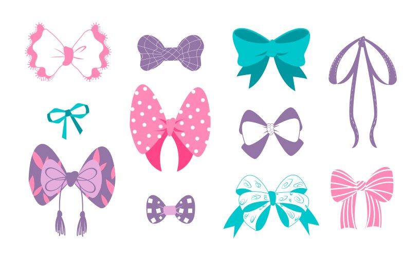 cute bow cartoon doodle ribbons for birthday vector image