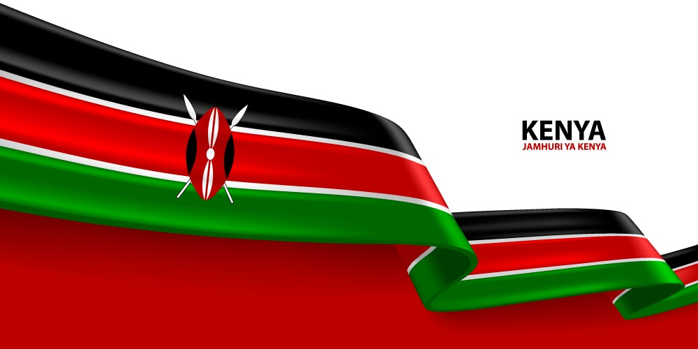 Kenya 3d ribbon flag vector image