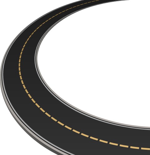 Road turn asphalt way racing empty path vector image