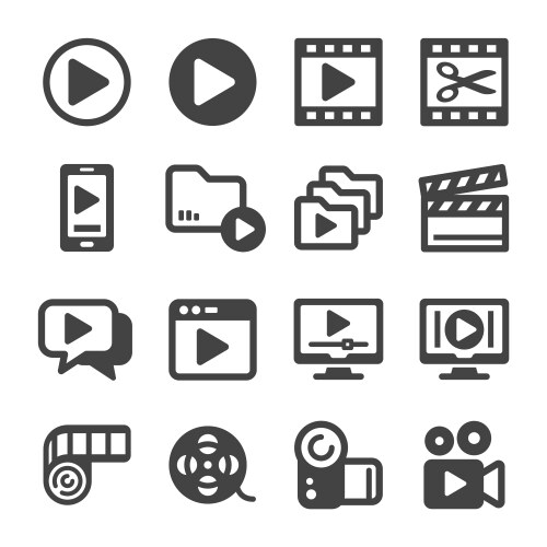 video icon set vector image