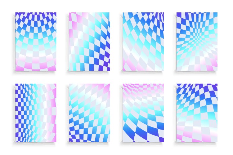 Collection of bright holographic geometric covers vector image