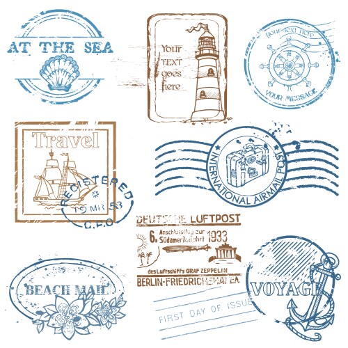 Set of retro sea stamps vector image