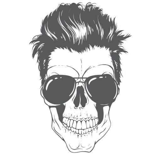 Skull with modern hairstyle and sunglasses vector image