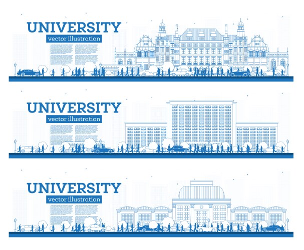 outline university campus set study banners vector image