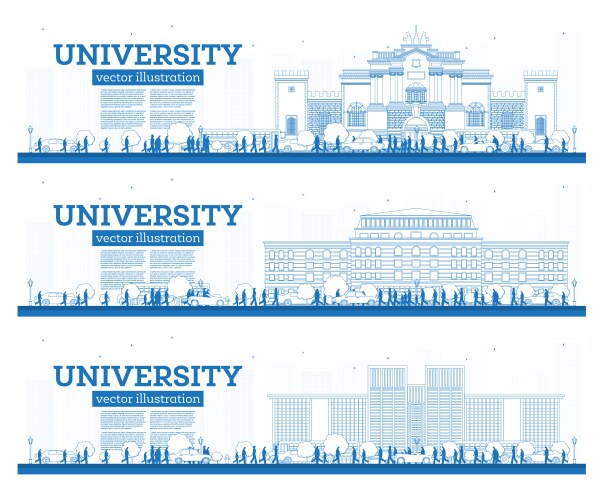 outline university campus set study banners vector image