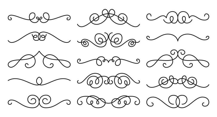 retro swirl ornate line flourish curl text divider vector image