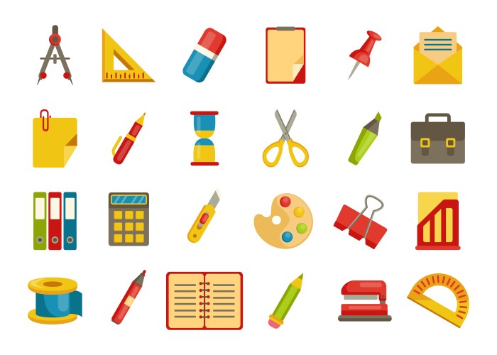 Stationery collection color icons of school vector image