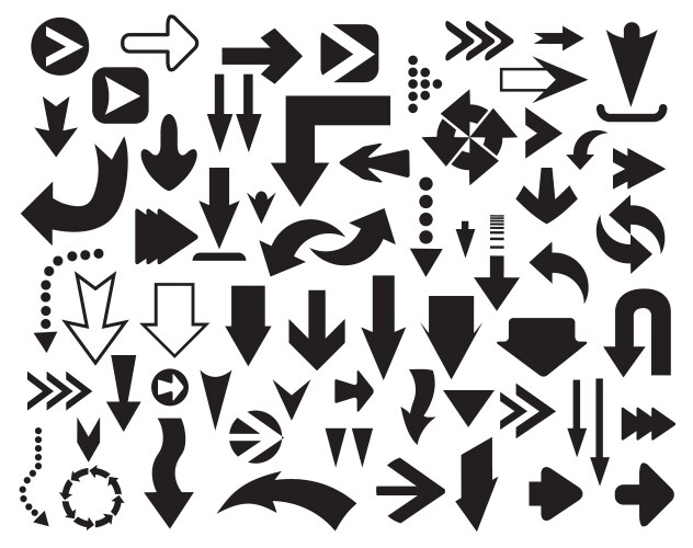 Arrows icons set silhouettes vector image