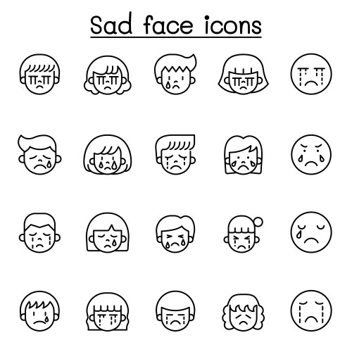 sad face line icon vector image