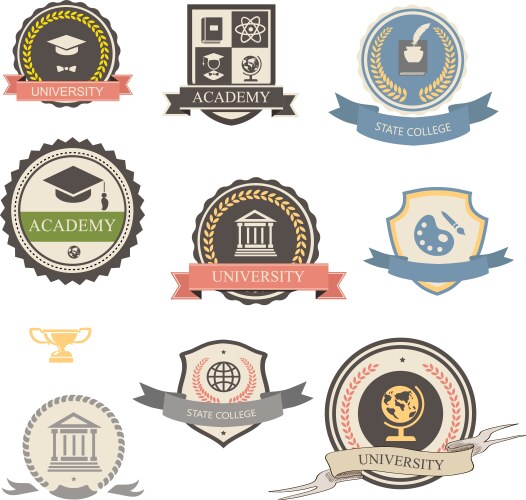 University college and academy heraldic emblems vector image