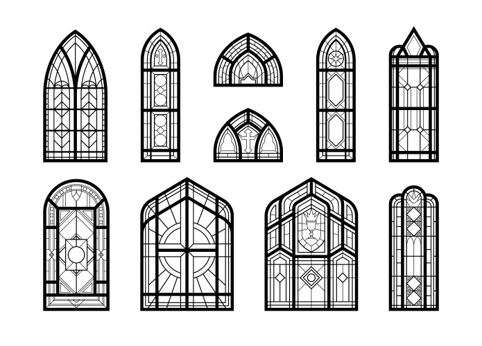 Church windows mosaic set vector image