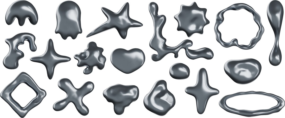 Abstract liquid metal shapes metallic vector image