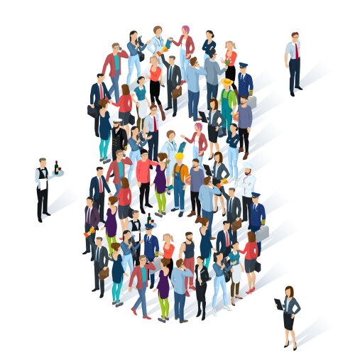 crowded isometric people numbers vector image