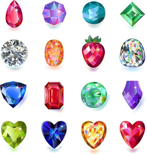 Set of colored gems vector image