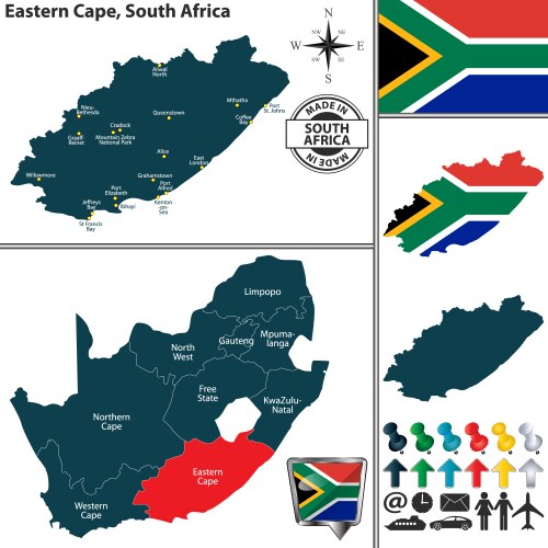 Map of eastern cape south africa vector image