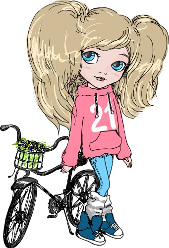 Girl with a bicycle vector image