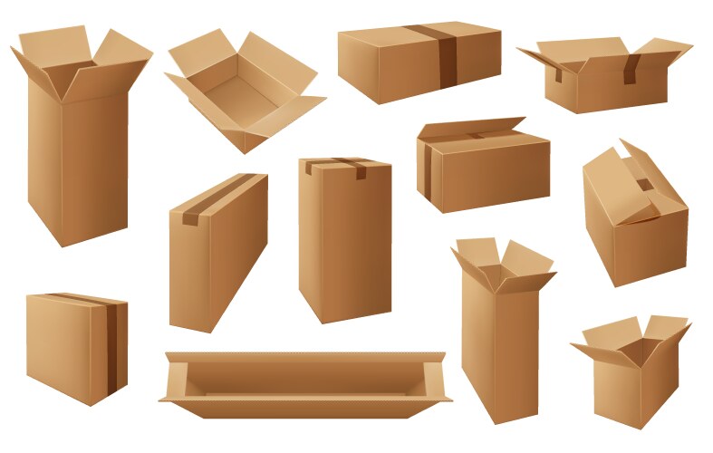 Carton boxes delivery packages mail parcel vector image