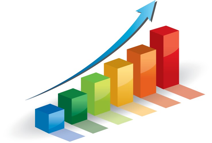 Business graph growth progress blue arrow vector image