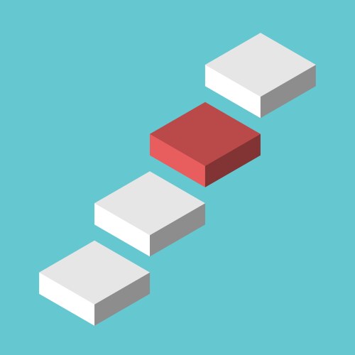 Isometric red next step vector image