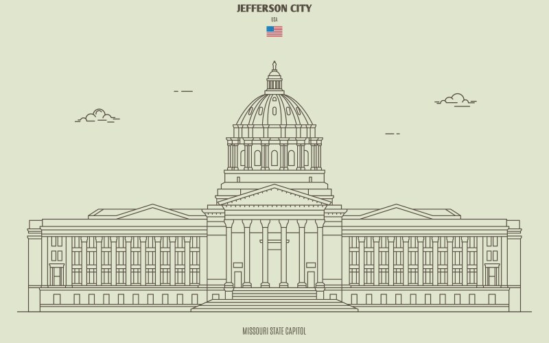 missouri state capitol in jefferson city usa vector image