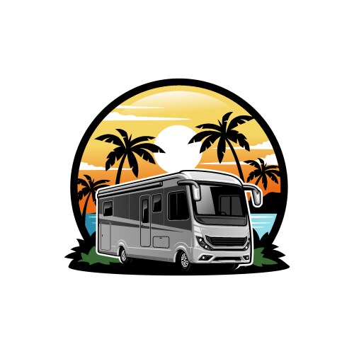 Camper van - caravan motor home logo vector image