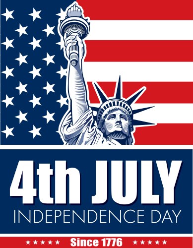 Statue of liberty usa flag nyc fourth july vector image