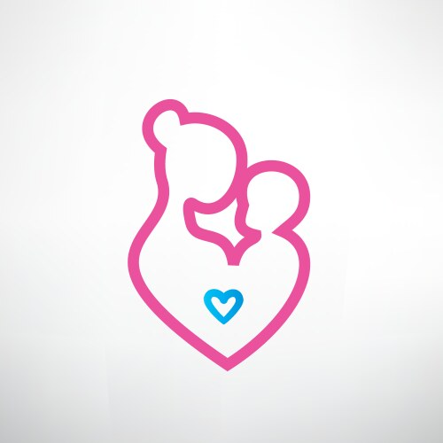 Mother and baby symbol in a heart shape vector image