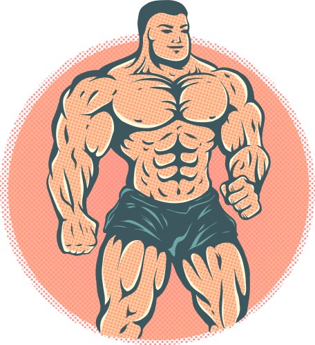 Bodybuilder on halftone background vector image