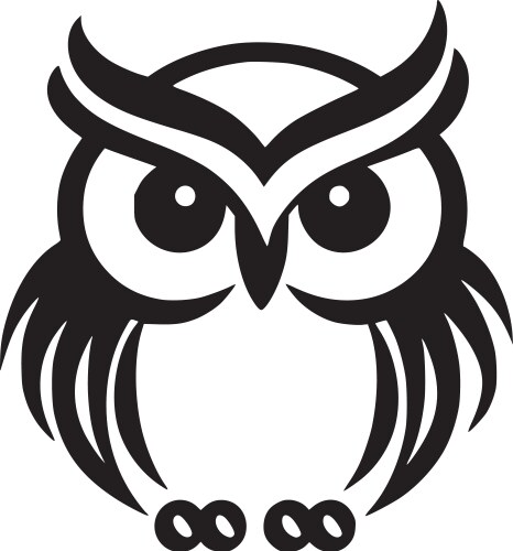 owl baby - black and white isolated icon vector image