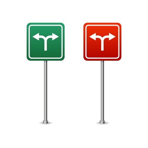 Green and red highway sign with arrows board vector image