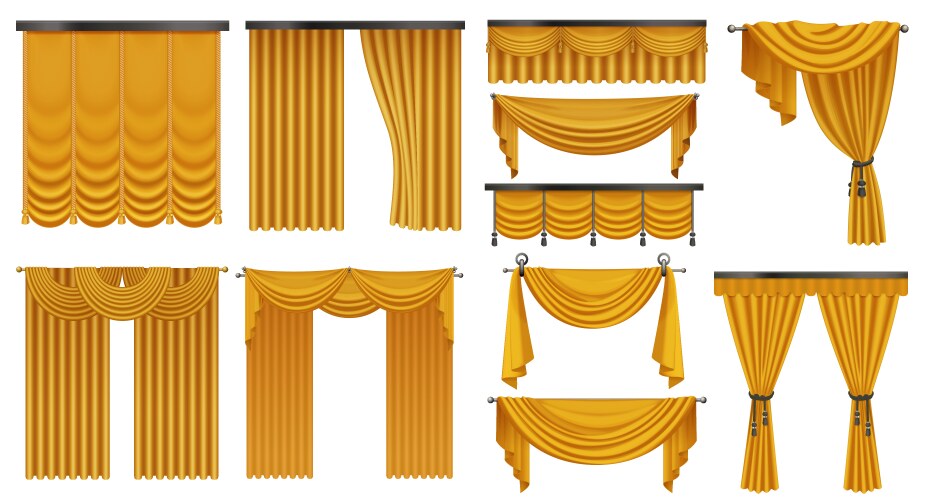 golden luxury curtains and draperies interior vector image