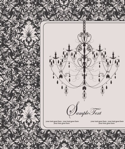 damask invitation floral card vector image