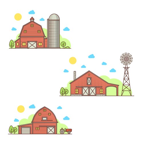 set of american farm icon vector image