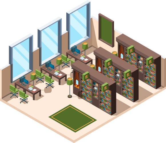 Library interior university school room vector image