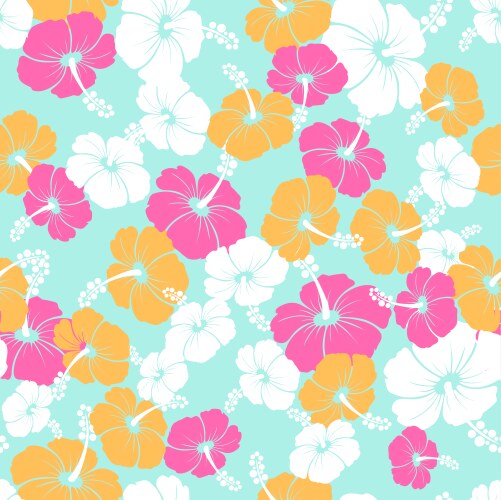 Hawaiian seamless pattern with hibiscus flowers vector image