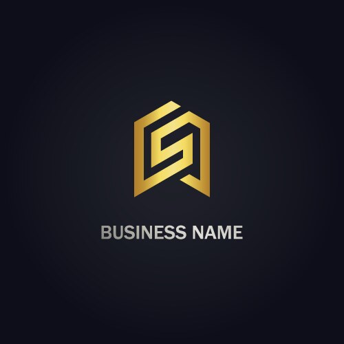 S initial shape line gold logo vector image