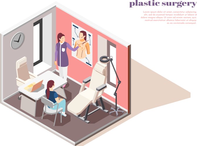 Plastic surgeon isometric composition vector image