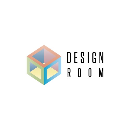 Isometric cube logo geometric shape 3d design vector image