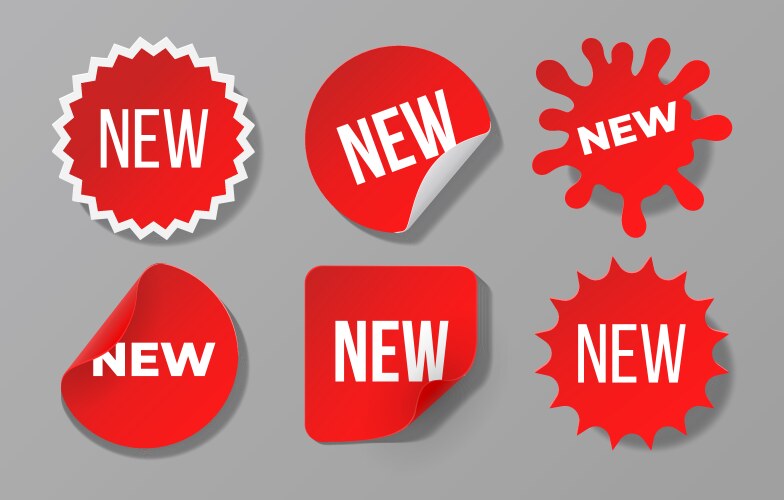 New sticker set sale product red badge label vector image